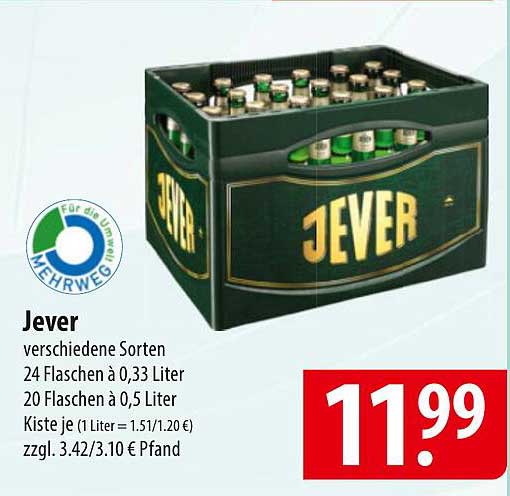 Jever Bierkasten - Verschiedene Sorten