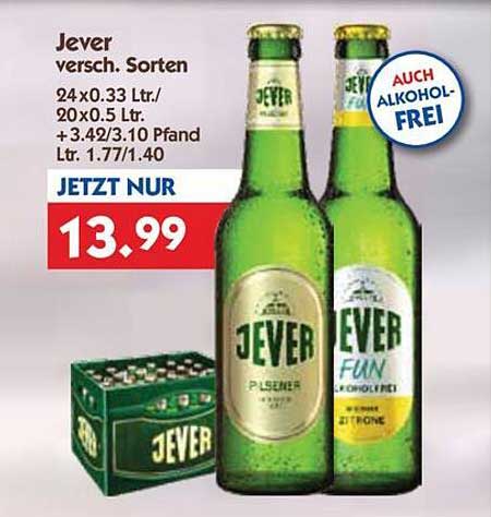 Jever, verschiedene Sorten - 24 x 0,33 L / 20 x 0,5 L