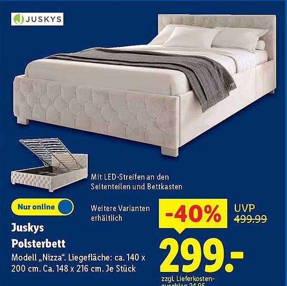 Juskys Polsterbett Modell „Nizza“ - 40% Rabatt!