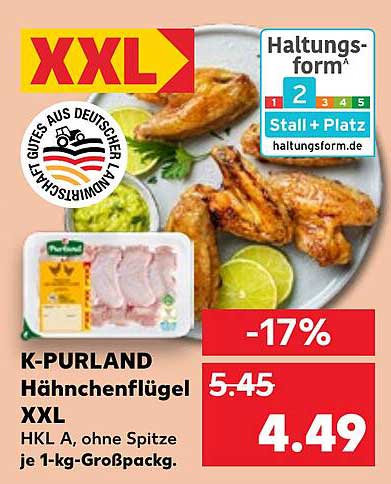 K-PURLAND Hähnchenflügel XXL 1-kg-Großpackung