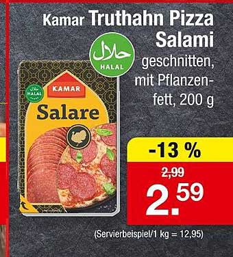 Kamar Truthahn Pizza Salami, geschnitten, mit Pflanzenfett, 200 g