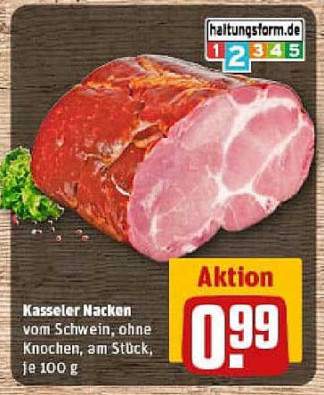 Kasseler Nacken vom Schwein, ohne Knochen, am Stück, je 100 g