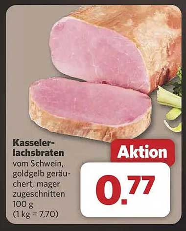 Kasselerlachsbraten vom Schwein - goldgelb geräuchert, mager zugeschnitten