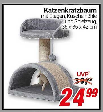 Katzenkratzbaum mit Etagen, Kuschelhöhle und Spielzeug, 35 x 35 x 42 cm
