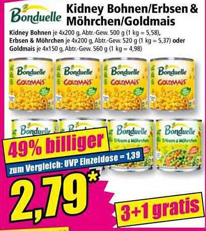 Kidney Bohnen/Erbsen & Möhrchen/Goldmais von Bonduelle