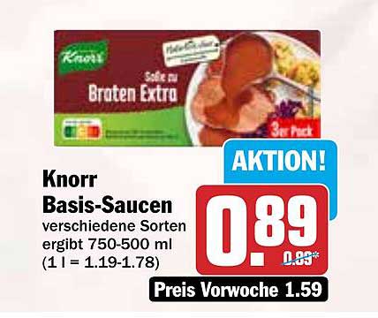 Knorr Basis-Saucen verschiedene Sorten 750-500 ml