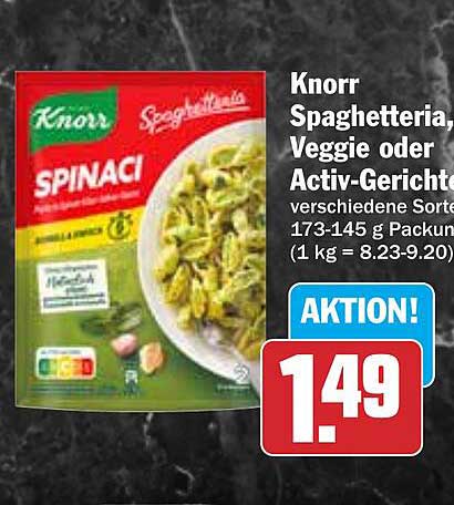 Knorr Spaghetti, Veggie oder Activ-Gerichte - 173-145 g Packung