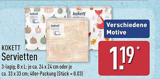 Kokett Servietten in verschiedenen Motiven