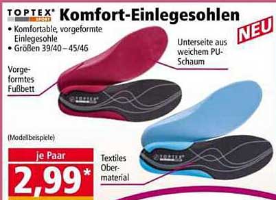 Komfort-Einlegesohlen von TOPTEX - Neuheit für Ihre Füße