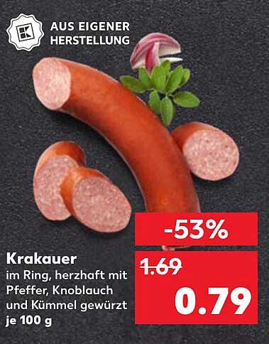 Krakauer im Ring – herzhaft mit Pfeffer, Knoblauch und Kümmel gewürzt