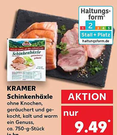 KRAMER Schinkenhänkle ohne Knochen, geräuchert und gekocht, kalt und warm ein Genuss