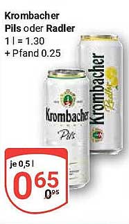 Krombacher Pils oder Radler 0,5 l