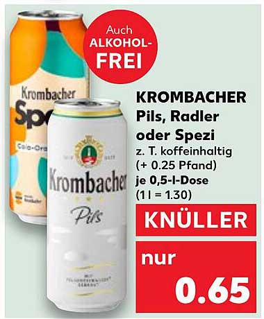 Krombacher Pils, Radler oder Spezi
