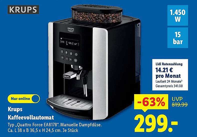Krups Kaffeevollautomat Typ "Quattro Force EA8178" - Manuelle Dampfdüse