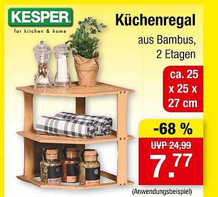 Küchenregal aus Bambus, 2 Etagen