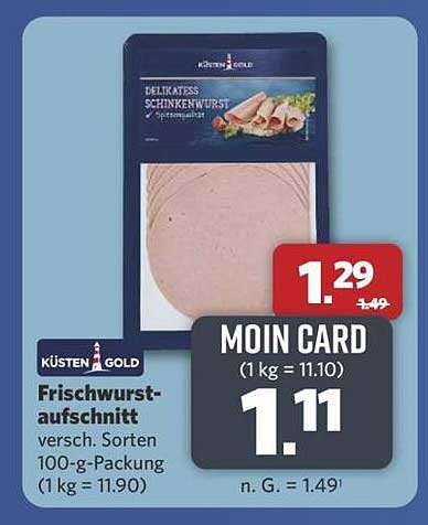 KÜSTEN GOLD Frischwurstaufschnitt – Delikatess Schinkenwurst 100-g-Packung
