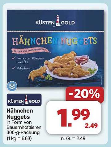 Küsten Gold Hähnchen Nuggets 300-g-Packung