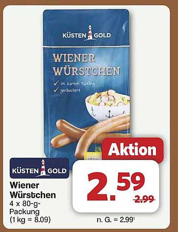 KÜSTEN GOLD Wiener Würstchen 4 x 80-g Packung