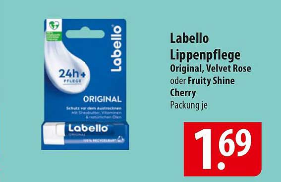 Labello Lippenpflege Original, Velvet Rose oder Fruity Shine Cherry