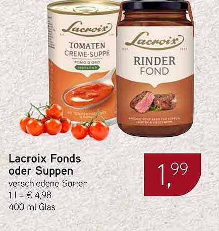 Lacroix Fonds oder Suppen - verschiedene Sorten