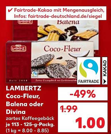 LAMBERTZ Coco-Fleur, Balena oder Divina zartes Kaffeegebäck je 113 - 125-g-Packung
