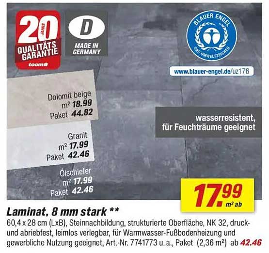 Laminat, 8 mm stark - jetzt im Angebot!