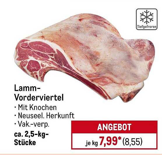 Lamm-Vorderviertel, tiefgefroren, 2,5-kg-Stücke