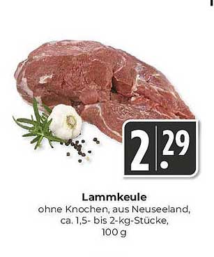 Lammkeule ohne Knochen, aus Neuseeland, ca. 1,5- bis 2-kg-Stücke, 100 g