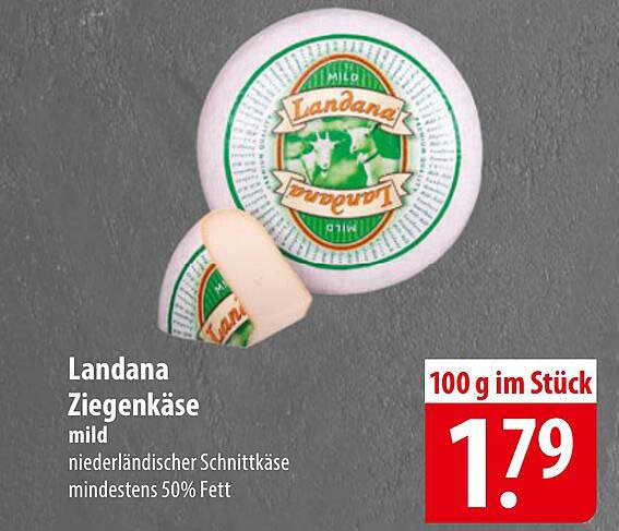 Landana Ziegenkäse mild - niederländischer Schnittkäse mindestens 50% Fett