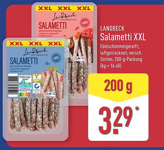 LANDBECK Salametti XXL 200 g - Edel-Schimmelgereift und Luftgetrocknet