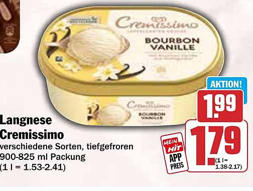 Langnese Cremissimo Bourbon Vanille 900-825 ml