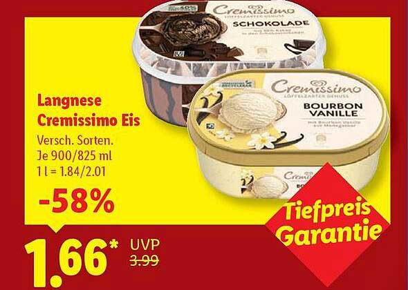 Langnese Cremissimo Eis - Verschiedene Sorten