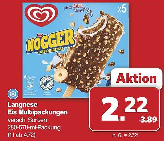 Langnese Eis Multipackungen - Nogger Das Original 280-570 ml