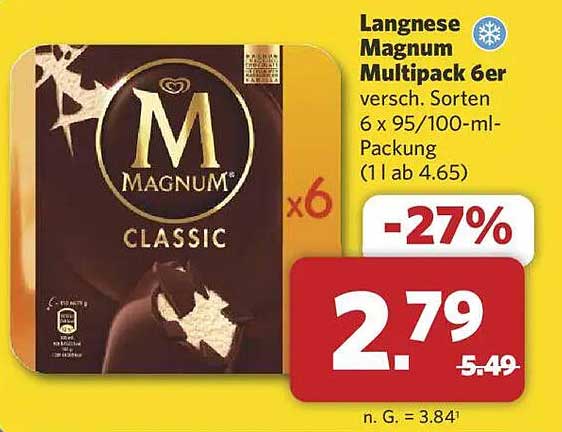 Langnese Magnum Multipack 6er, verschiedene Sorten