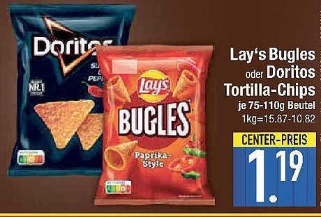 Lay's Bugles oder Doritos Tortilla-Chips je 75-110g Beutel