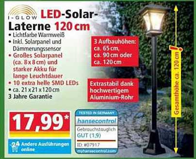 LED-Solar-Laterne 120 cm