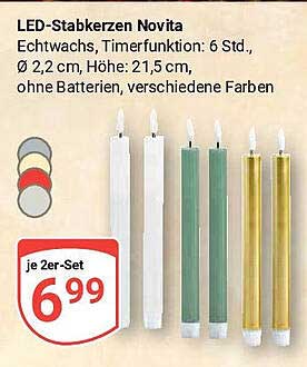 LED-Stabkerzen Novita - Echtwachs mit Timerfunktion
