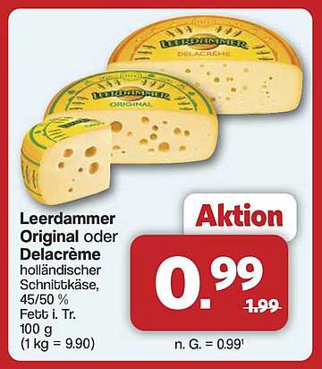 Leerdammer Original oder Delacrème holländischer Schnittkäse, 45/50 % Fett i. Tr.