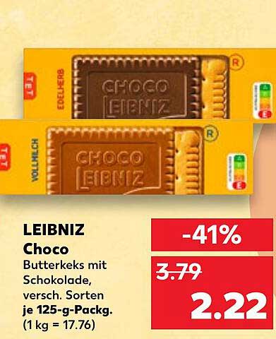 LEIBNIZ Choco Butterkekse mit Schokolade, verschiedene Sorten 125-g-Pack.