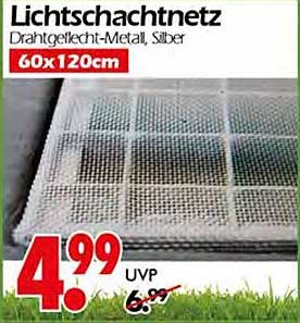 Lichtschachtnetz Drahtgeflecht-Metal, Silber 60x120cm