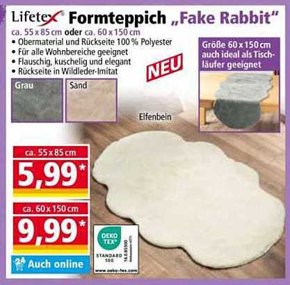 Lifetex Formteppich 'Fake Rabbit'