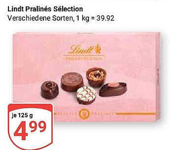 Lindt Pralinés Sélection, verschiedene Sorten