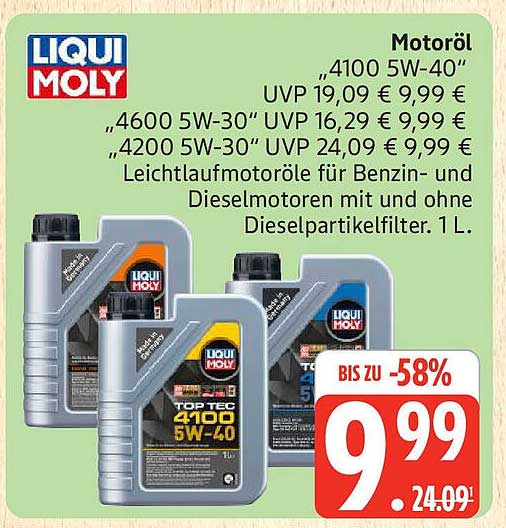LIQUI MOLY Motoröl "4100 5W-40" für nur 9,99 €