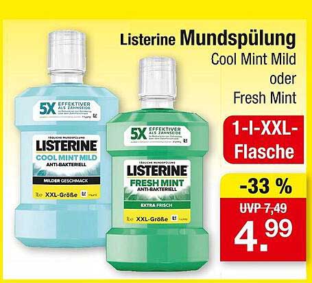 Listerine Mundspülung Cool Mint Mild oder Fresh Mint 1-L-XXL-Flasche