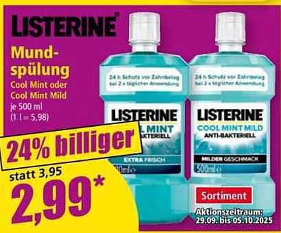 Listerine Mundspülung Cool Mint oder Cool Mint Mild je 500 ml