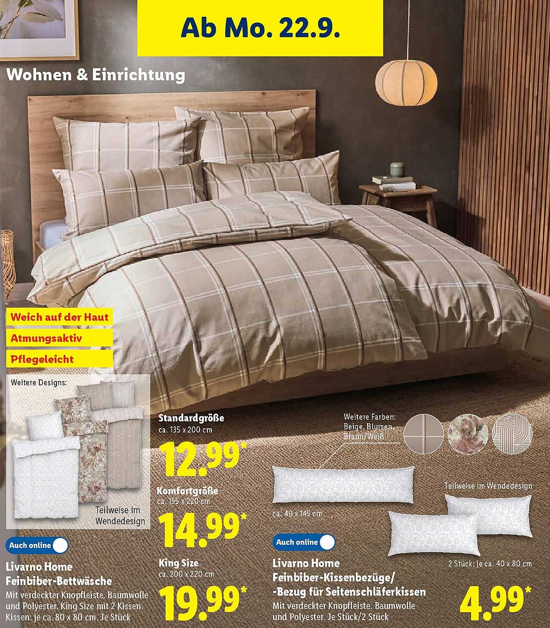 Livarno Home Feinbiber-Bettwäsche in verschiedenen Größen