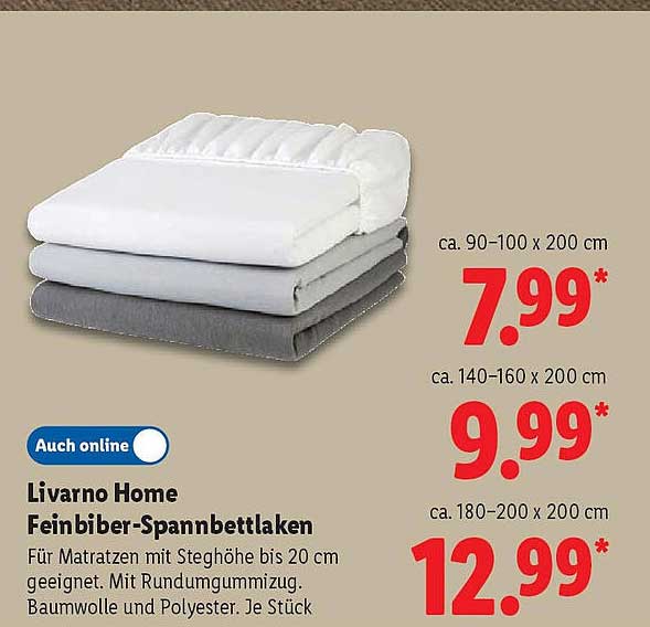 Livarno Home Feinbiber-Spannbettlaken