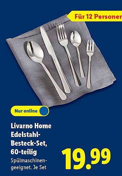 Livorno Home Edelstahl-Besteck-Set, 60-teilig