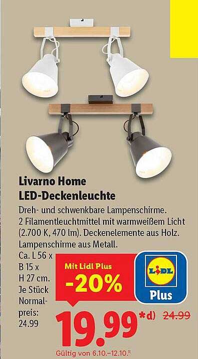 Livorno Home LED-Deckenleuchte mit dreh- und schwenkbaren Lampenschirmen