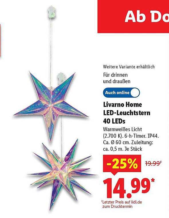 Livorno Home LED-Leuchtstern 40 LEDs